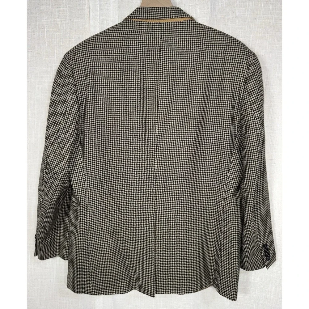 Vtg Ralph Lauren Blazer Men's 44R Brown Houndstooth Wool Coat Suit Jacket